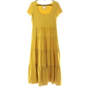 Maeve by Anthropology Women Tiered Maxi Dress Size M Golden Yellow